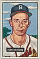 Vern Bickford, Pitcher, Boston Braves, from Picture Cards, series 5 (R406-5) issued by Bowman Gum, Issued by Bowman Gum Company, Commercial color lithograph