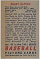 Issued by Bowman Gum Company | Grady Hatton, 3rd Base, Cincinnati Reds ...