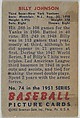 Billy Johnson, 3rd Base, New York Yankees, from Picture Cards, series 5 (R406-5) issued by Bowman Gum, Issued by Bowman Gum Company, Commercial color lithograph