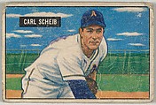Carl Scheib, Pitcher, Philadelphia Athletics, from Picture Cards, series 5 (R406-5) issued by Bowman Gum, Issued by Bowman Gum Company, Commercial color lithograph
