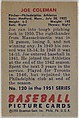 Joe Coleman, Pitcher, Philadelphia Athletics, from Picture Cards, series 5 (R406-5) issued by Bowman Gum, Issued by Bowman Gum Company, Commercial color lithograph