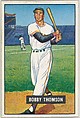 Bobby Thomson, Outfield, New York Giants, from Picture Cards, series 5 (R406-5) issued by Bowman Gum, Issued by Bowman Gum Company, Commercial color lithograph