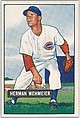 Herman Wehmeier, Pitcher, Cincinnati Reds, from Picture Cards, series 5 (R406-5) issued by Bowman Gum, Issued by Bowman Gum Company, Commercial color lithograph