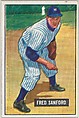 Fred Sanford, Pitcher, New York Yankees, from Picture Cards, series 5 (R406-5) issued by Bowman Gum, Issued by Bowman Gum Company, Commercial color lithograph