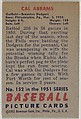 Issued by Bowman Gum Company | Cal Abrams, Outfield, Brooklyn Dodgers ...