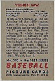 Vernon Law, Pitcher, Pittsburgh Pirates, from Picture Cards, series 5 (R406-5) issued by Bowman Gum, Issued by Bowman Gum Company, Commercial color lithograph