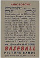 Hank Borowy, Pitcher, Detroit Tigers, from Picture Cards, series 5 (R406-5) issued by Bowman Gum, Issued by Bowman Gum Company, Commercial color lithograph