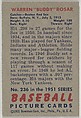 Warren "Buddy" Rosar, Catcher, Boston Red Sox, from Picture Cards, series 5 (R406-5) issued by Bowman Gum, Issued by Bowman Gum Company, Commercial color lithograph