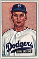 Carl Erskine, Pitcher, Brooklyn Dodgers, from Picture Cards, series 5 (R406-5) issued by Bowman Gum, Issued by Bowman Gum Company, Commercial color lithograph