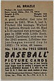 Issued by Bowman Gum Company | Al Brazle, Pitcher, St. Louis Cardinals ...