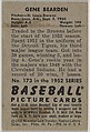 Gene Bearden, Pitcher, St. Louis Browns, from Picture Cards, series 6 (R406-6) issued by Bowman Gum, Issued by Bowman Gum Company, Commercial color lithograph