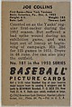 Issued by Bowman Gum Company | Joe Collins, 1st Base, New York Yankees ...