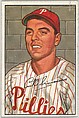 Curt Simmons, Pitcher, Philadelphia Phillies, from Picture Cards, series 6 (R406-6) issued by Bowman Gum, Issued by Bowman Gum Company, Commercial color lithograph