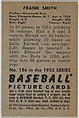 Frank Smith, Pitcher, Cincinnati Reds, from Picture Cards, series 6 (R406-6) issued by Bowman Gum, Issued by Bowman Gum Company, Commercial color lithograph