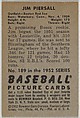 Jim Piersall, Outfield, Boston Red Sox, from Picture Cards, series 6 (R406-6) issued by Bowman Gum, Issued by Bowman Gum Company, Commercial color lithograph