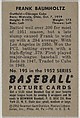 Issued by Bowman Gum Company | Frank Baumholtz, Outfield, Chicago Cubs ...