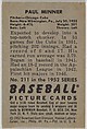 Paul Minner, Pitcher, Chicago Cubs, from Picture Cards, series 6 (R406-6) issued by Bowman Gum, Issued by Bowman Gum Company, Commercial color lithograph