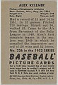 Alex Kellner, Pitcher, Philadelphia Athletics, from Picture Cards, series 6 (R406-6) issued by Bowman Gum, Issued by Bowman Gum Company, Commercial color lithograph