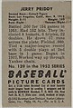Jerry Priddy, 2nd Base, Detroit Tigers, from Picture Cards, series 6 (R406-6) issued by Bowman Gum, Issued by Bowman Gum Company, Commercial color lithograph