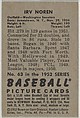 Irv Noren, Outfield, Washington Senators, from Picture Cards, series 6 (R406-6) issued by Bowman Gum, Issued by Bowman Gum Company, Commercial color lithograph