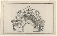 Perspectival View of the Top Half of an Altar or Portal, Anonymous, German, 18th century  German, Pen and ink with gray washes