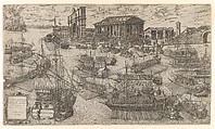 The arrival of Henri III of France at the Lido in Venice in 1574, Anonymous, Etching and engraving