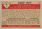 Harry Chiti, Catcher, Chicago Cubs, from Collector Series, Colors set, series 7 (R406-7) issued by Bowman Gum, Issued by Bowman Gum Company, Commercial color lithograph