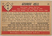 George Kell, 3rd Base, Boston Red Sox, from Collector Series, Colors set, series 7 (R406-7) issued by Bowman Gum, Issued by Bowman Gum Company, Commercial color lithograph