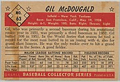 Gil McDougald, Infield, New York Yankees, from Collector Series, Colors set, series 7 (R406-7) issued by Bowman Gum, Issued by Bowman Gum Company, Commercial color lithograph