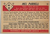 Mel Parnell, Pitcher, Boston Red Sox, from Collector Series, Colors set, series 7 (R406-7) issued by Bowman Gum, Issued by Bowman Gum Company, Commercial color lithograph