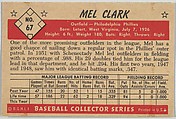 Mel Clark, Outfield, Philadelphia Phillies, from Collector Series, Colors set, series 7 (R406-7) issued by Bowman Gum, Issued by Bowman Gum Company, Commercial color lithograph