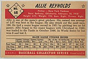 Allie Reynolds, Pitcher, New York Yankees, from Collector Series, Colors set, series 7 (R406-7) issued by Bowman Gum, Issued by Bowman Gum Company, Commercial color lithograph