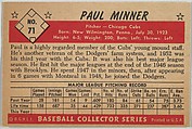Paul Minner, Pitcher, Chicago Cubs, from Collector Series, Colors set, series 7 (R406-7) issued by Bowman Gum, Issued by Bowman Gum Company, Commercial color lithograph