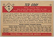 Ted Gray, Pitcher, Detroit Tigers, from Collector Series, Colors set, series 7 (R406-7) issued by Bowman Gum, Issued by Bowman Gum Company, Commercial color lithograph