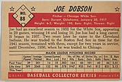 Joe Dobson, Pitcher, Chicago White Sox, from Collector Series, Colors set, series 7 (R406-7) issued by Bowman Gum, Issued by Bowman Gum Company, Commercial color lithograph