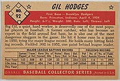 Gil Hodges, 1st Base, Brooklyn Dodgers, from Collector Series, Colors set, series 7 (R406-7) issued by Bowman Gum, Issued by Bowman Gum Company, Commercial color lithograph