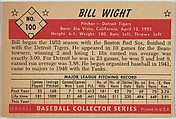 Bill Wight, Pitcher, Detroit Tigers, from Collector Series, Colors set, series 7 (R406-7) issued by Bowman Gum, Issued by Bowman Gum Company, Commercial color lithograph