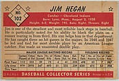 Jim Hegan, Catcher, Cleveland Indians, from Collector Series, Colors set, series 7 (R406-7) issued by Bowman Gum, Issued by Bowman Gum Company, Commercial color lithograph