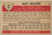 Alex Kellner, Pitcher, Philadelphia Athletics, from Collector Series, Colors set, series 7 (R406-7) issued by Bowman Gum, Issued by Bowman Gum Company, Commercial color lithograph