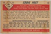 Eddie Yost, 3rd Base, Washintgon Senators, from Collector Series, Colors set, series 7 (R406-7) issued by Bowman Gum, Issued by Bowman Gum Company, Commercial color lithograph