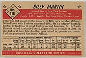 Billy Martin, 2nd Base, New York Yankees, from Collector Series, Colors set, series 7 (R406-7) issued by Bowman Gum, Issued by Bowman Gum Company, Commercial color lithograph