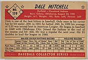 Dale Mitchell, Outfield, Cleveland Indians, from Collector Series, Colors set, series 7 (R406-7) issued by Bowman Gum, Issued by Bowman Gum Company, Commercial color lithograph