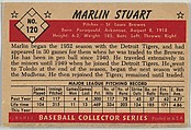 Marlin Stuart, Pitcher, St. Louis Browns, from Collector Series, Colors set, series 7 (R406-7) issued by Bowman Gum, Issued by Bowman Gum Company, Commercial color lithograph