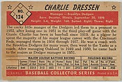 Charlie Dressen, Manager, Brooklyn Dodgers, from Collector Series, Colors set, series 7 (R406-7) issued by Bowman Gum, Issued by Bowman Gum Company, Commercial color lithograph