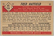 Fred Hatfield, 3rd Base, Detroit Tigers, from Collector Series, Colors set, series 7 (R406-7) issued by Bowman Gum, Issued by Bowman Gum Company, Commercial color lithograph