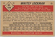 Whitey Lockman, 1st Base, New York Giants, from Collector Series, Colors set, series 7 (R406-7) issued by Bowman Gum, Issued by Bowman Gum Company, Commercial color lithograph