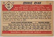 Connie Ryan, 2nd Base, Philadelphia Phillies, from Collector Series, Colors set, series 7 (R406-7) issued by Bowman Gum, Issued by Bowman Gum Company, Commercial color lithograph