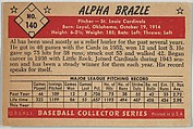 Alpha Brazle, Pitcher, St. Louis Cardinals, from Collector Series, Colors set, series 7 (R406-7) issued by Bowman Gum, Issued by Bowman Gum Company, Commercial color lithograph