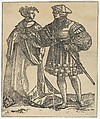 Couple Walking to the Left (III), from The Wedding Dancers (restrike), Hans Schäufelein  German, Woodcut (restrike)
