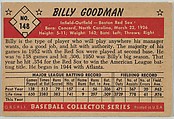 Billy Goodman, Infield, Outfield, Boston Red Sox, from Collector Series, Colors set, series 7 (R406-7) issued by Bowman Gum, Issued by Bowman Gum Company, Commercial color lithograph